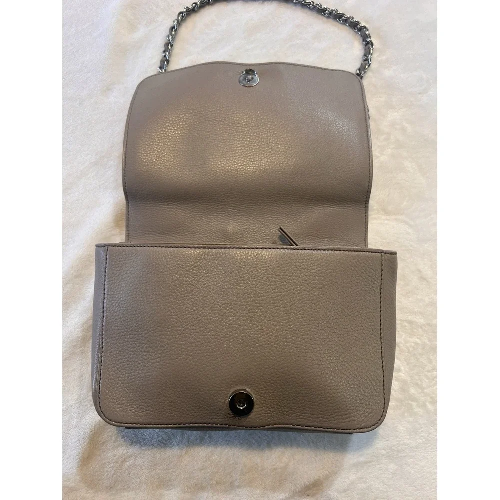 Tory Burch Britten Leather, Crossbody Shoulder strap, French Grey/Silver, Small